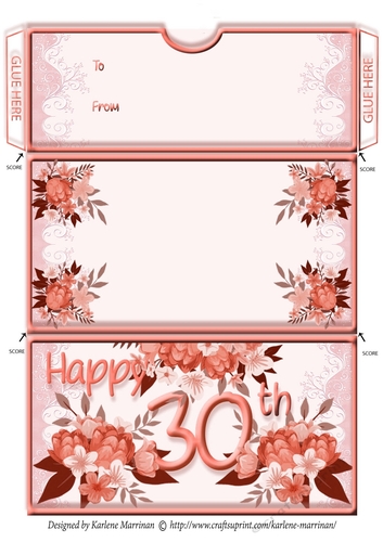 Age Floral Money/Voucher/Gift Wallet/Pocket/Envelope - 30th Birthday - Orange