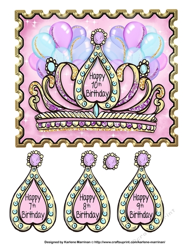 Princess Crown Birthday Card for Ages 7 to 10