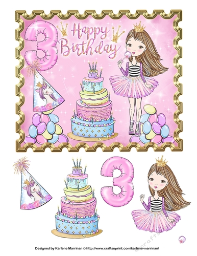 A Princess Birthday Card Topper - Age 3