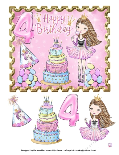 A Princess Birthday Card Topper - Age 4