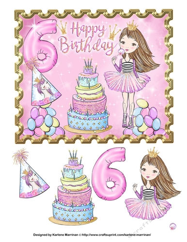 A Princess Birthday Card Topper - Age 6
