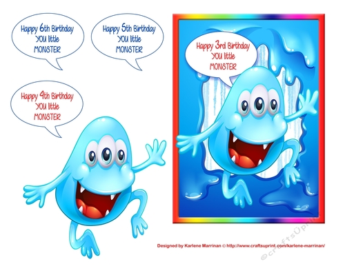 Little Ice Monster Age Birthday Card Topper