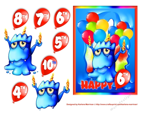 Birthday Monster Age Birthday Card Topper