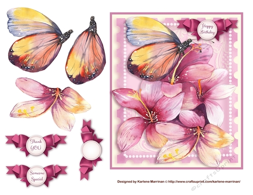Just Flowers and Butterfly Card Topper