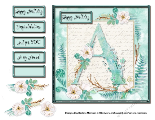 Floral Alphabet Card Topper - Letter A