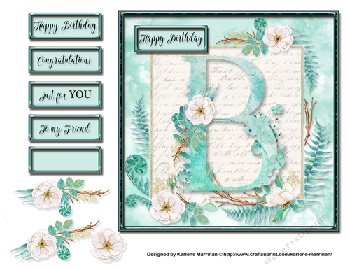 Floral Alphabet Card Topper - Letter B