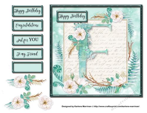 Floral Alphabet Card Topper - Letter F