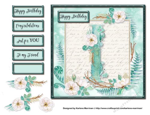 Floral Alphabet Card Topper - Letter I