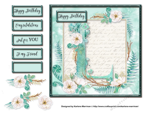 Floral Alphabet Card Topper - Letter L