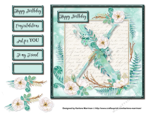 Floral Alphabet Card Topper - Letter X