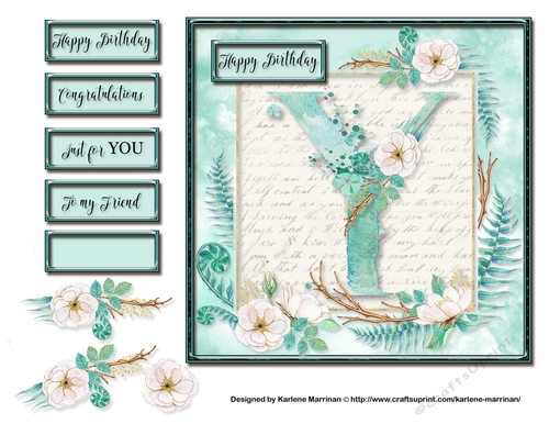 Floral Alphabet Card Topper - Letter Y