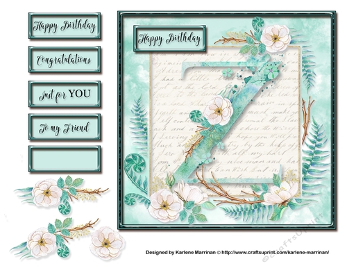 Floral Alphabet Card Topper - Letter Z