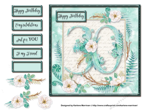 Floral Number Card Topper - 30th Birthday