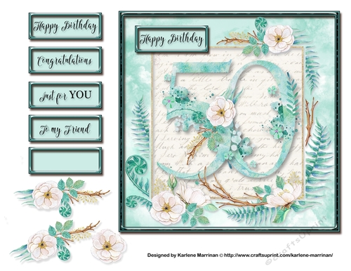 Floral Number Card Topper - 50th Birthday
