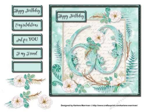 Floral Number Card Topper - 60th Birthday
