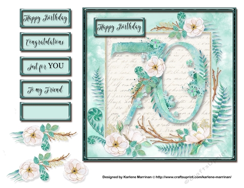 Floral Number Card Topper - 70th Birthday