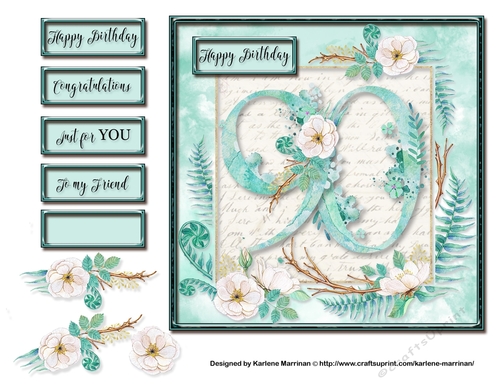 Floral Number Card Topper - 90th Birthday