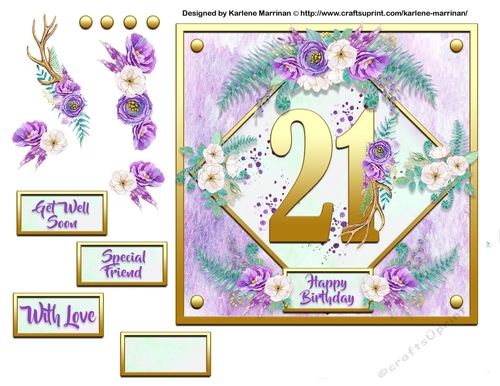 Metallic Gold Age Floral Card Topper - 21