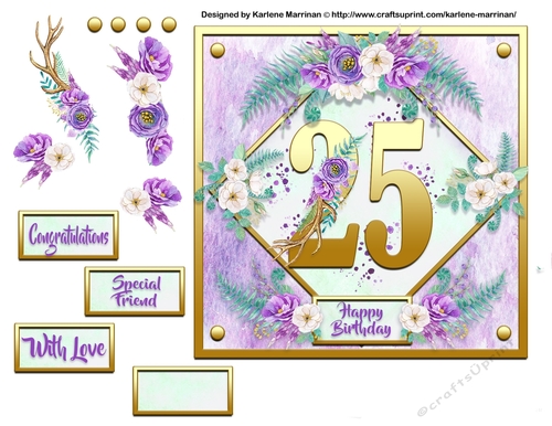 Metallic Gold Age Floral Card Topper - 25
