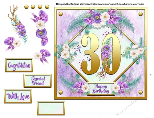 Metallic Gold Age Floral Card Topper - 30