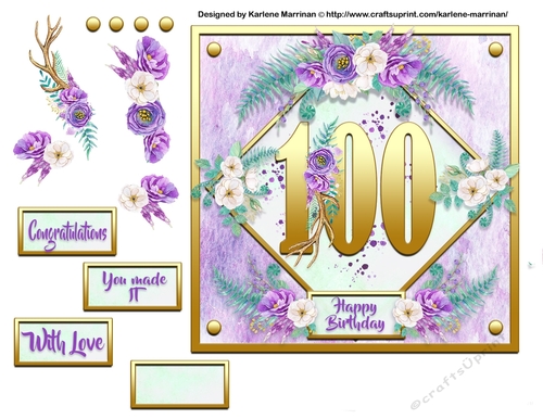 Metallic Gold Age Floral Card Topper - 100
