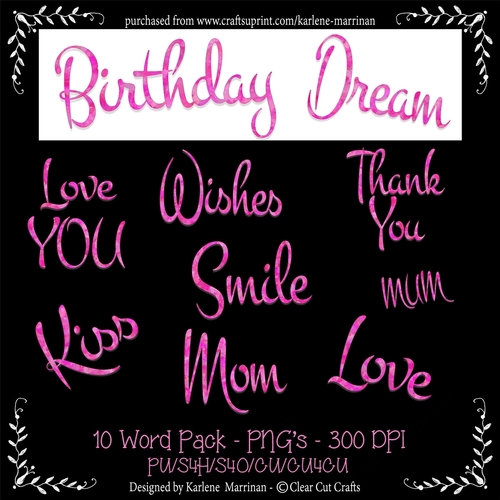 Two Colour Powder Puff Words - Hot Pink