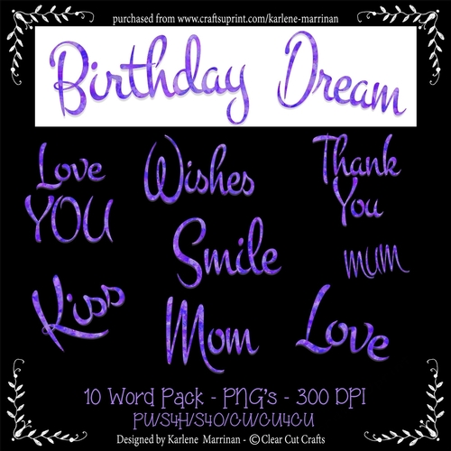 Two Colour Powder Puff Words - Orchid Purple