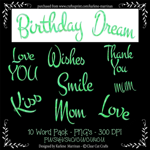 Two Colour Powder Puff Words - Green