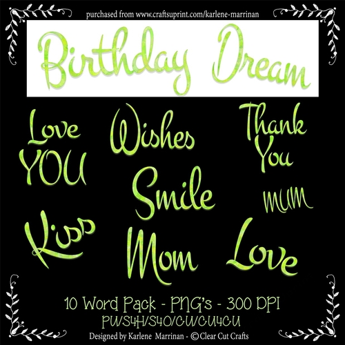 Two Colour Powder Puff Words - Lime