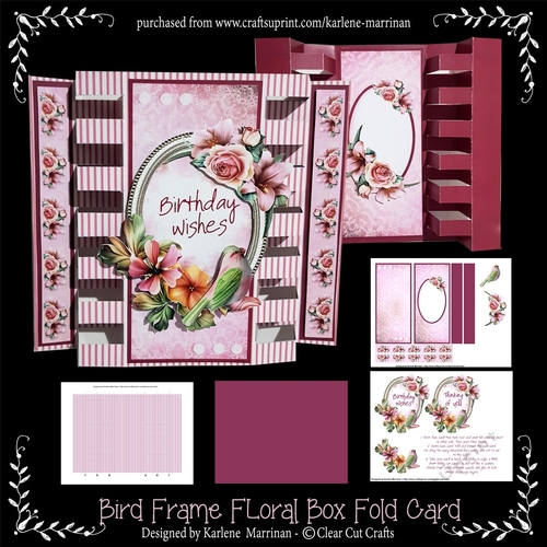 Bird On a Frame Wreath Box Fold Card
