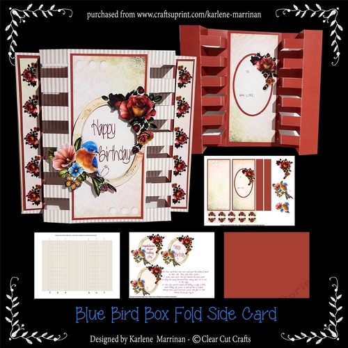 Blue Bird Floral Box Fold Card