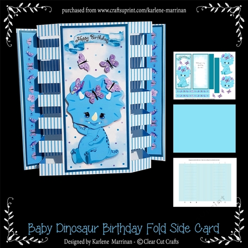 Baby Blue Dinosaur Box Fold Card