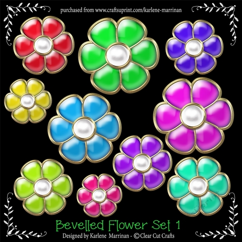 Gold Bevelled Flowers and Pearl Centres 