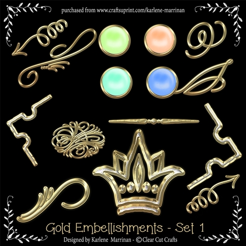 Gold Embellishments & Pearl Buttons - Set 1