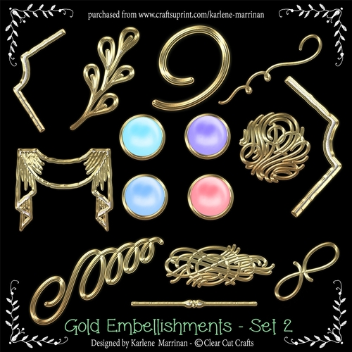 Gold Embellishments & Pearl Buttons - Set 2