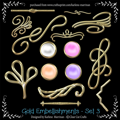 Gold Embellishments & Pearl Buttons - Set 3