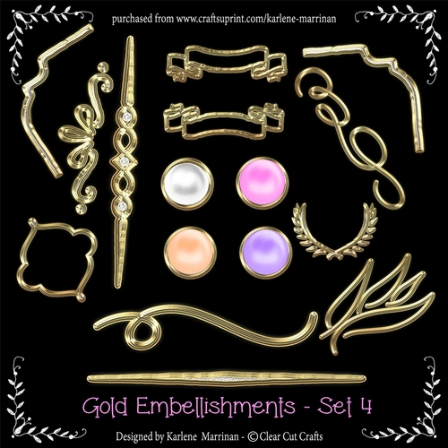 Gold Embellishments & Pearl Buttons - Set 4