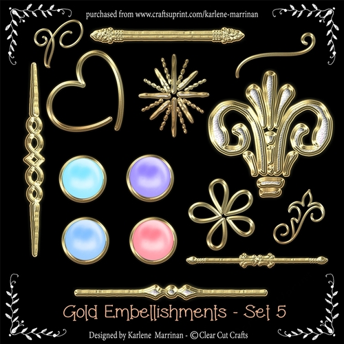Gold Embellishments & Pearl Buttons - Set 5
