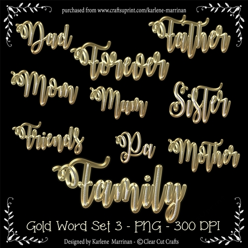 Gold Script Family Word Pack 