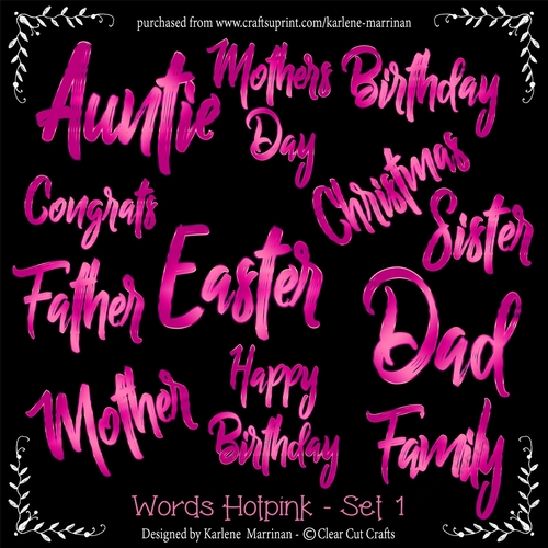 Hot Pink Word Pack - Set 1