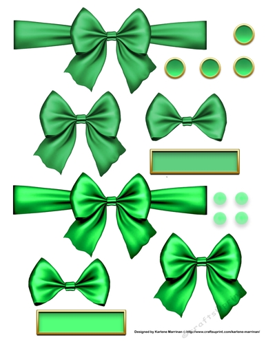 Ribbons. Bows, Brads, Labels & Pearls - Green 1