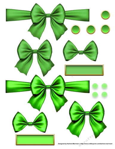 Ribbons. Bows, Brads, Labels & Pearls - Green 3