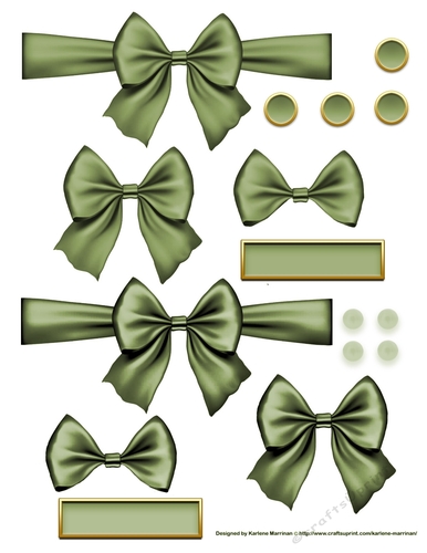 Ribbons. Bows, Brads, Labels & Pearls - Green 4