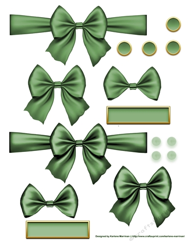 Ribbons. Bows, Brads, Labels & Pearls - Green 5
