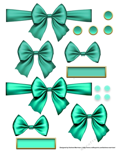 Ribbons. Bows, Brads, Labels & Pearls - Turquoise 1