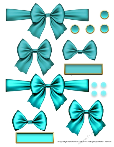 Ribbons. Bows, Brads, Labels & Pearls - Turquoise 12