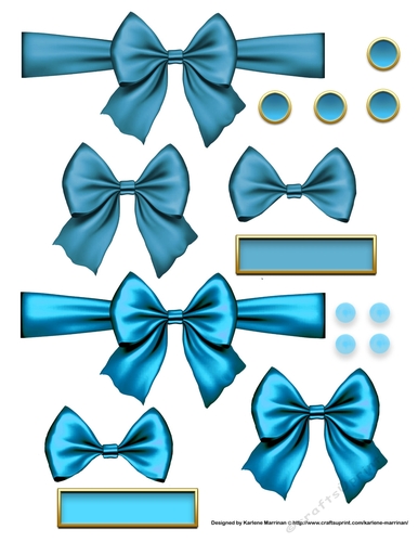 Ribbons. Bows, Brads, Labels & Pearls - Blue 1