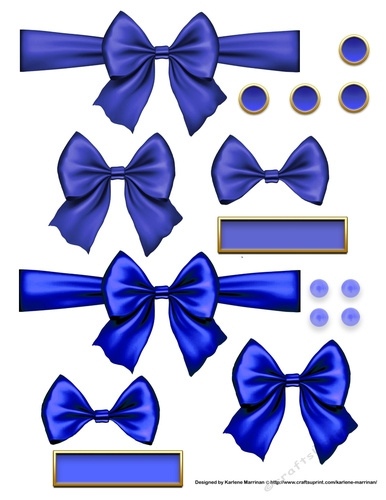 Ribbons. Bows, Brads, Labels & Pearls - Blue 3