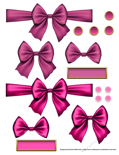 Ribbons. Bows, Brads, Labels & Pearls - Pink 3
