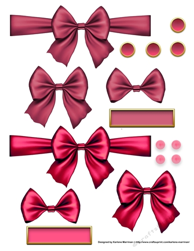 Ribbons. Bows, Brads, Labels & Pearls - Red